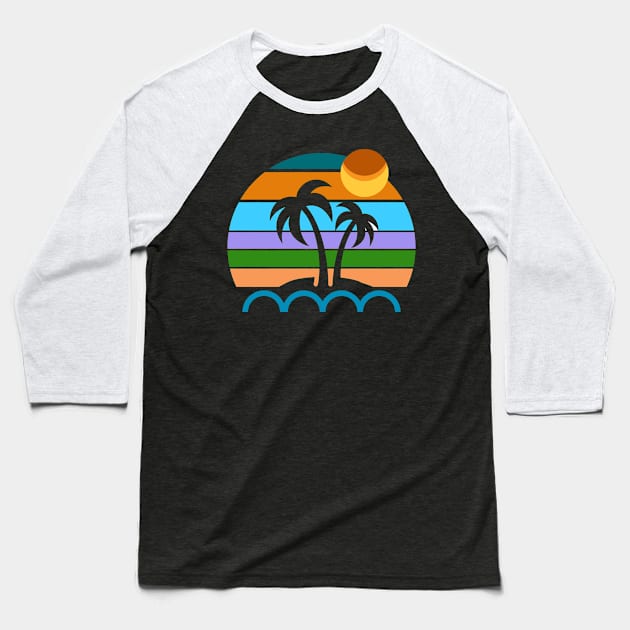 cool sunset view under coconut trees Baseball T-Shirt by wattlose